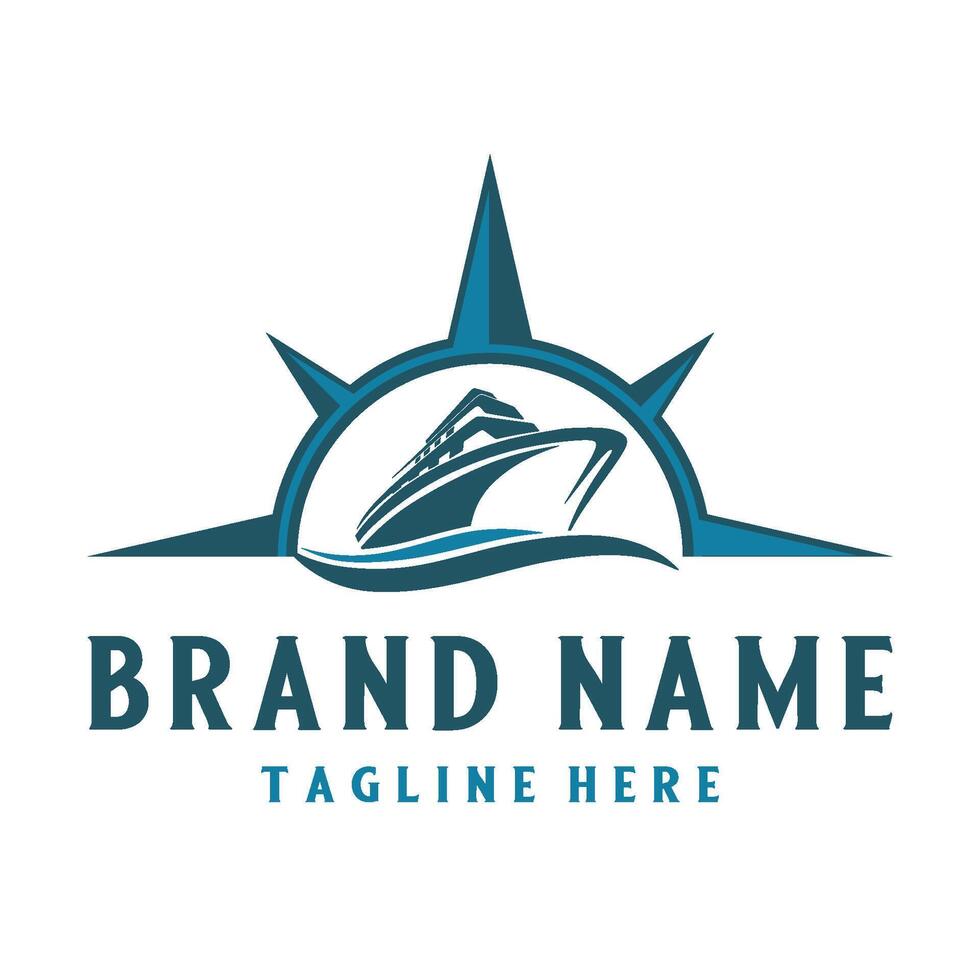ship logo. boat, sea and compass. vector