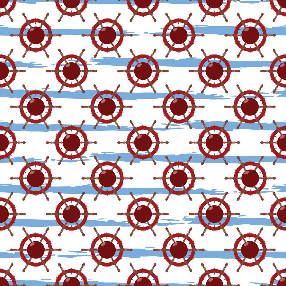 Marine Ship Steering Wheel Seamless Pattern vector