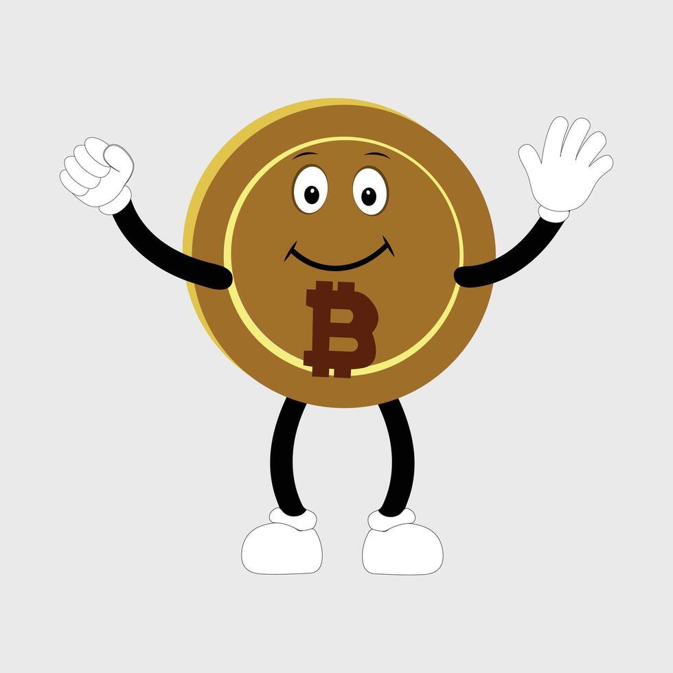 Bitcoin Character Design Mascot, gestures of cute bitcoin characters. vector