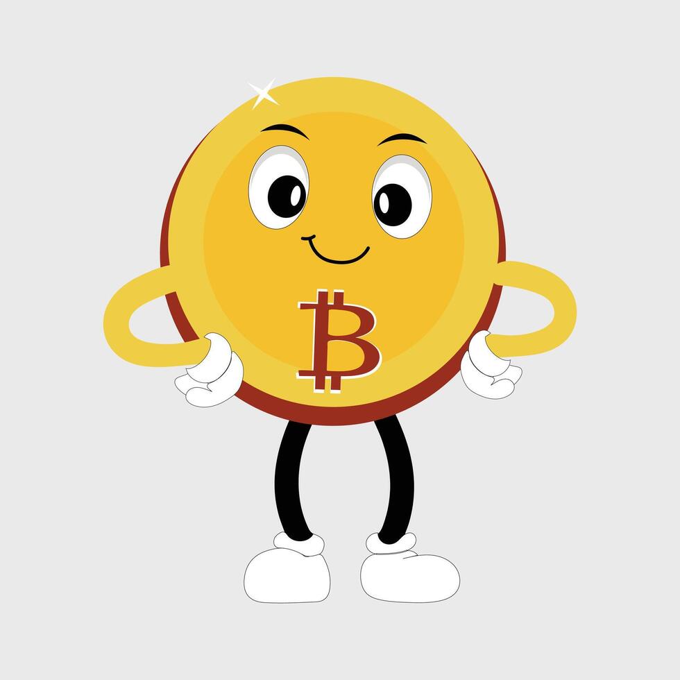 Bitcoin Character Design Mascot, gestures of cute bitcoin characters. vector