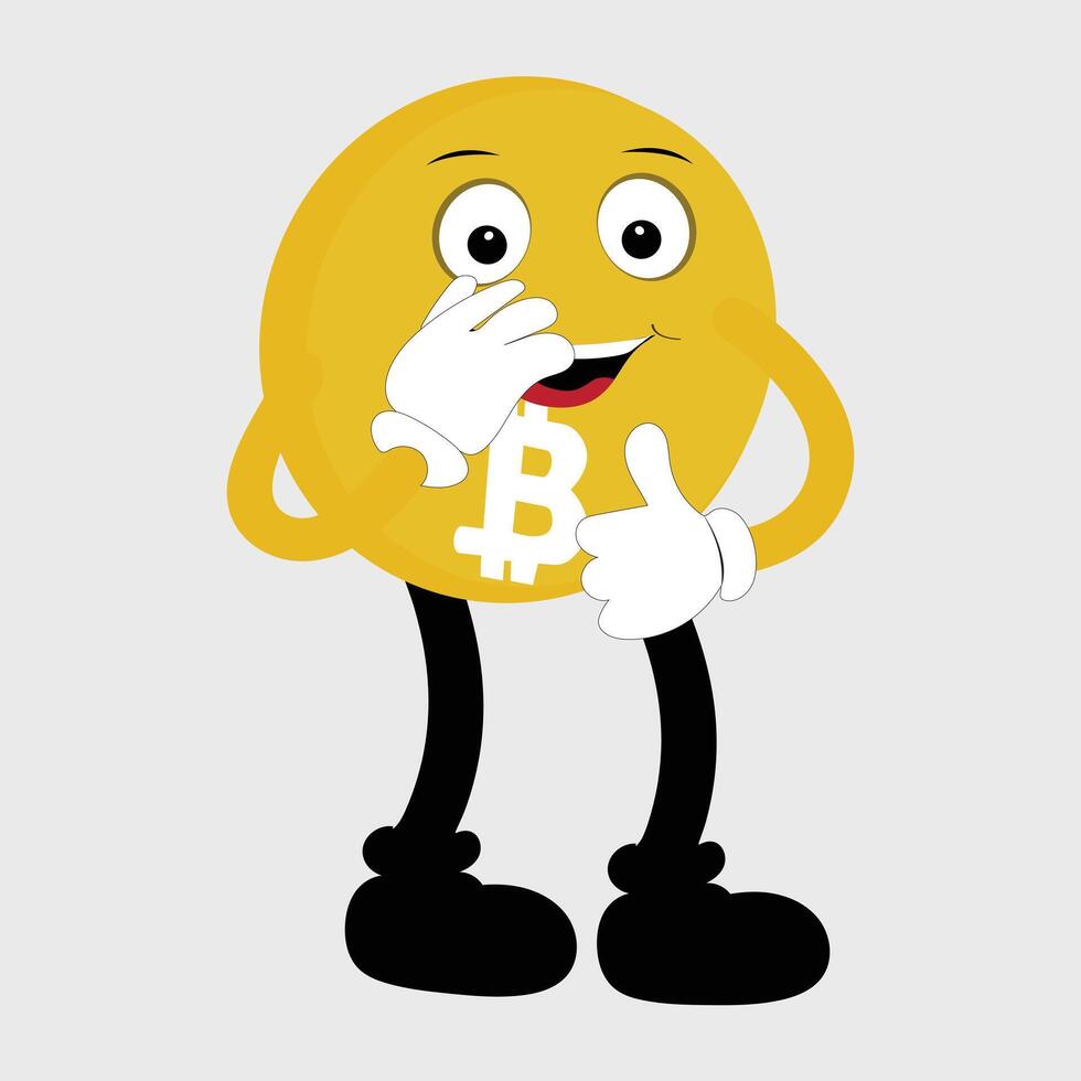 Bitcoin Character Design Mascot, gestures of cute bitcoin characters. vector