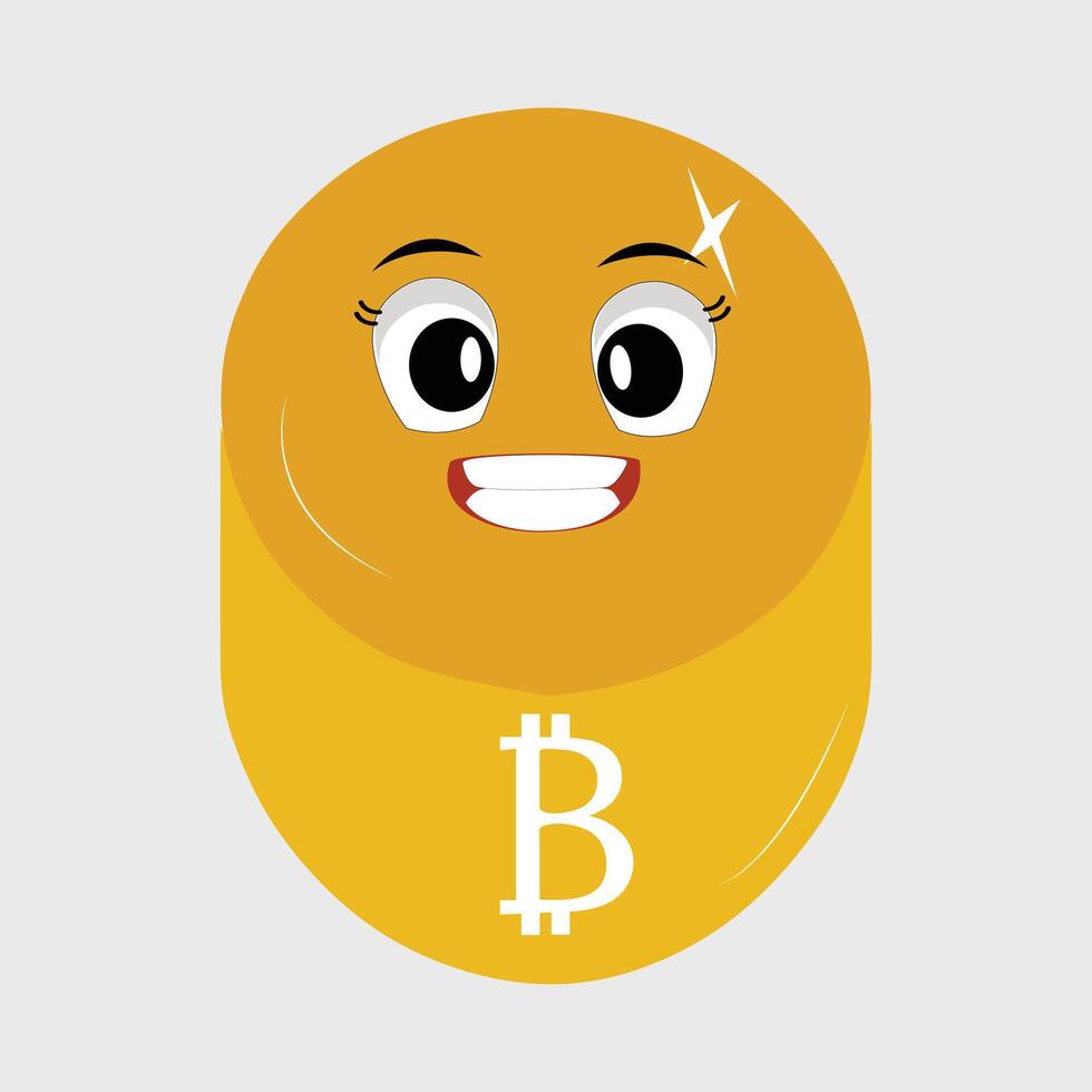 Bitcoin Character Design Mascot, gestures of cute bitcoin characters. vector