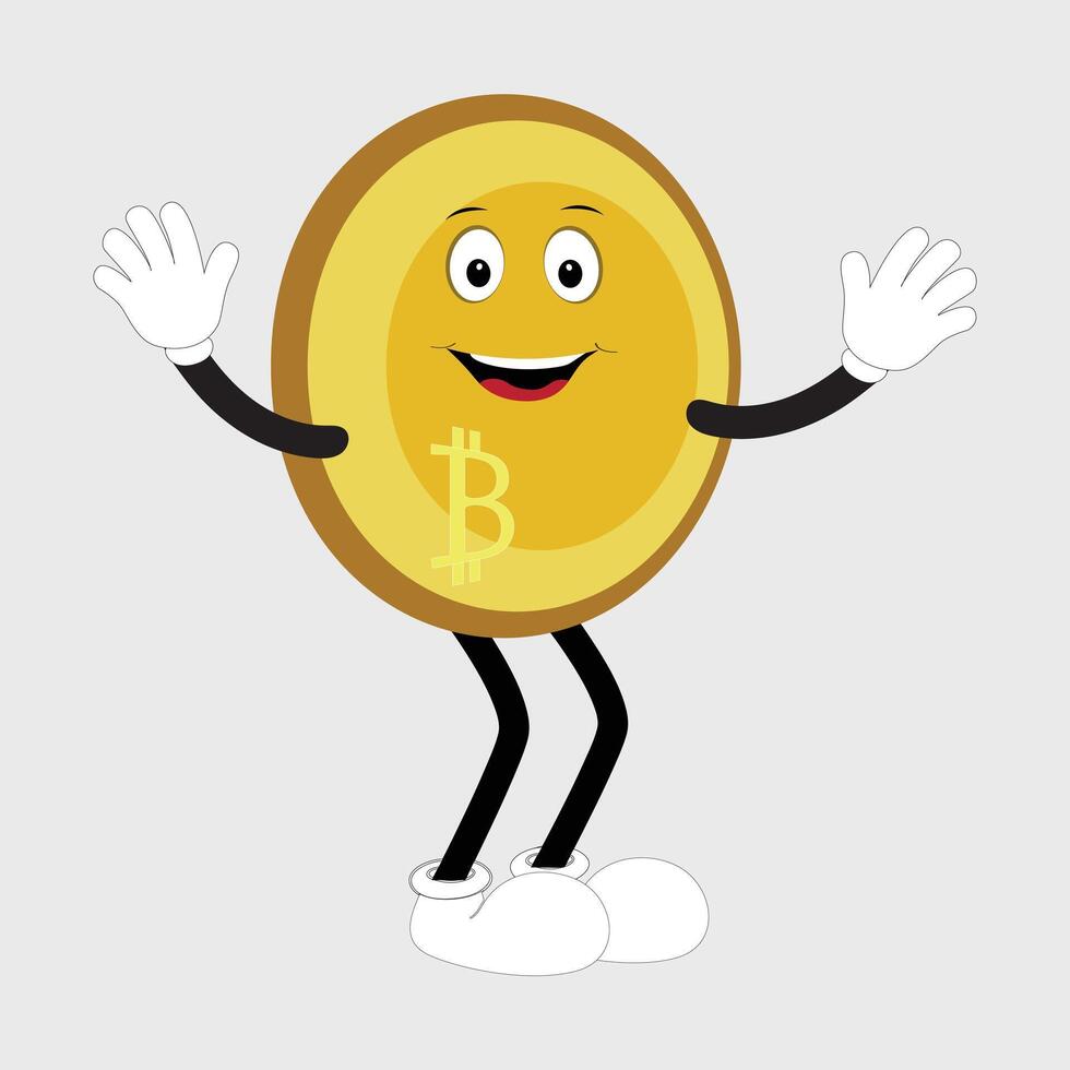 Bitcoin Character Design Mascot, gestures of cute bitcoin characters. vector
