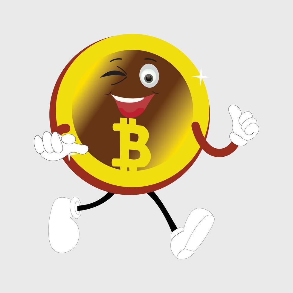 Bitcoin Character Design Mascot, gestures of cute bitcoin characters. vector
