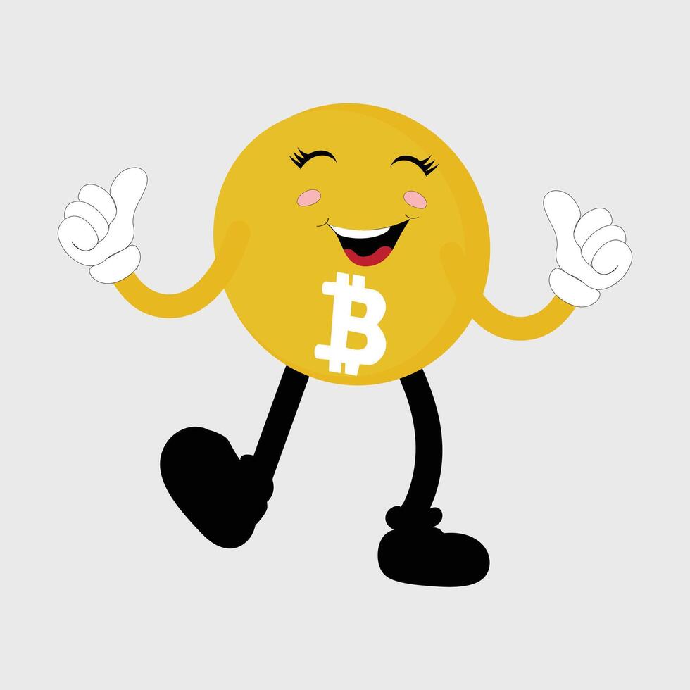 Bitcoin Character Design Mascot, gestures of cute bitcoin characters. vector