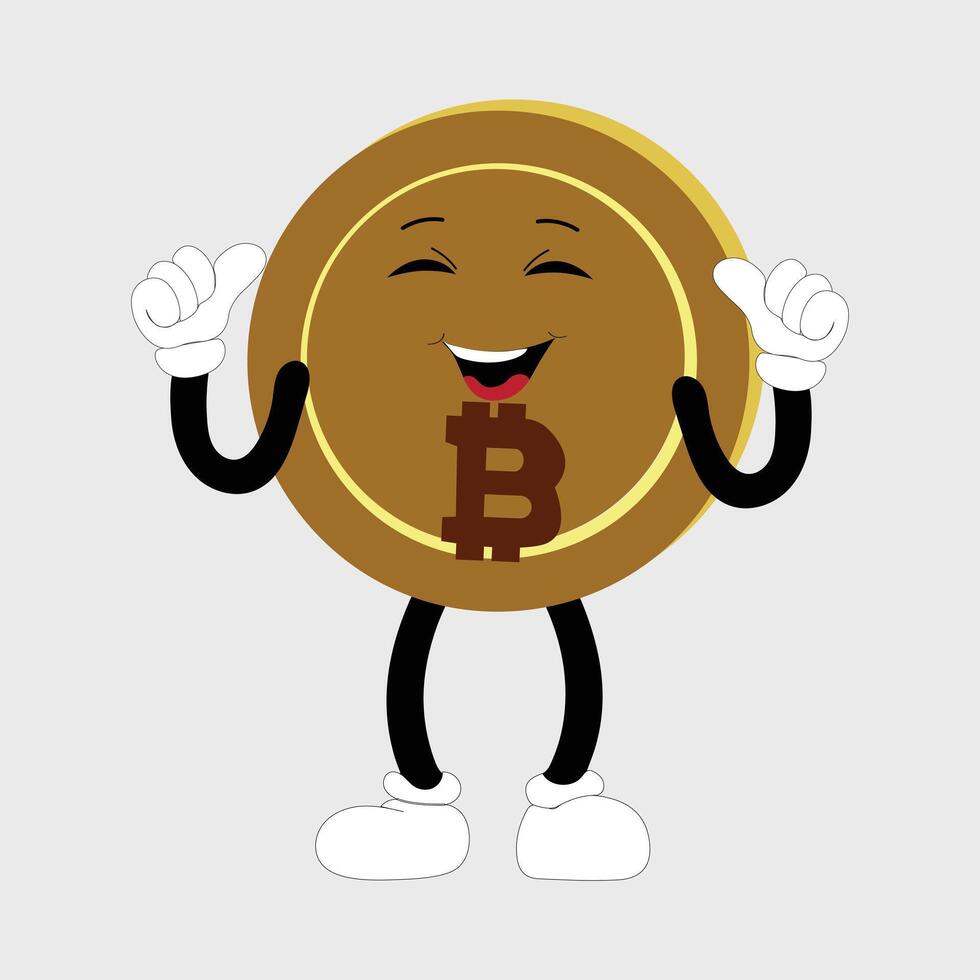 Bitcoin Character Design Mascot, gestures of cute bitcoin characters. vector