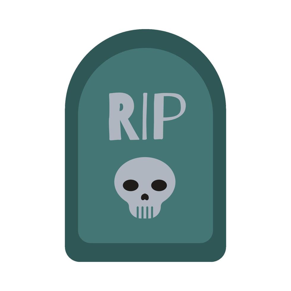 Tombstone, skull and inscription RIP. Isolated illustration for halloween design vector
