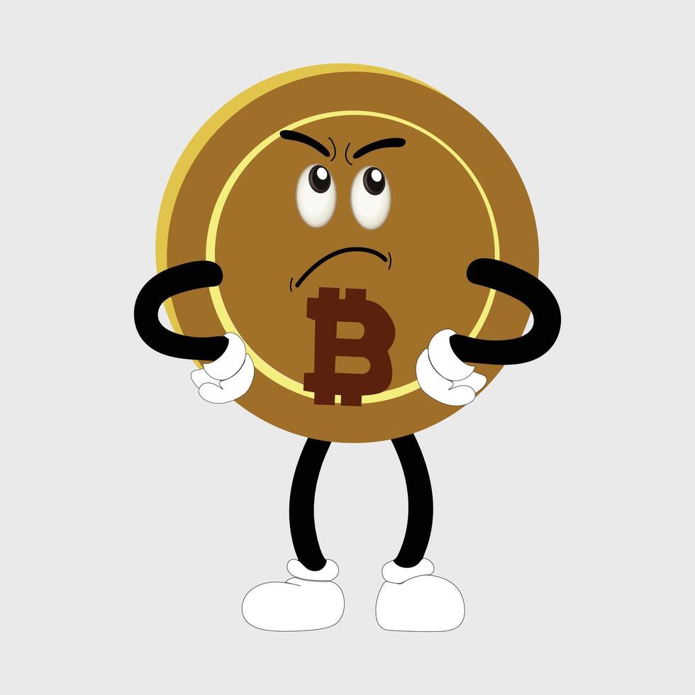 Bitcoin Character Design Mascot, gestures of cute bitcoin characters. vector