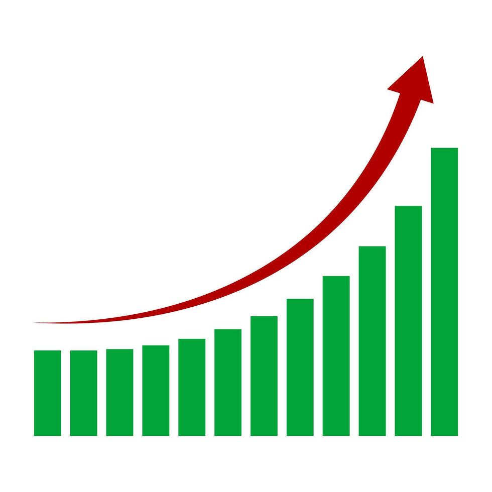 green graph design from low to high traffic with red curved arrows vector