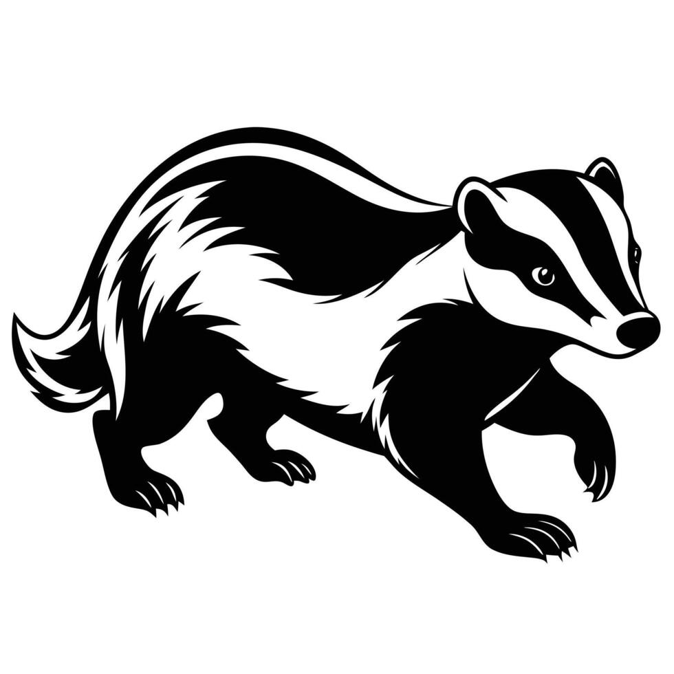 Badger Animal Cartoon Character. Hand Drawn Illustration vector