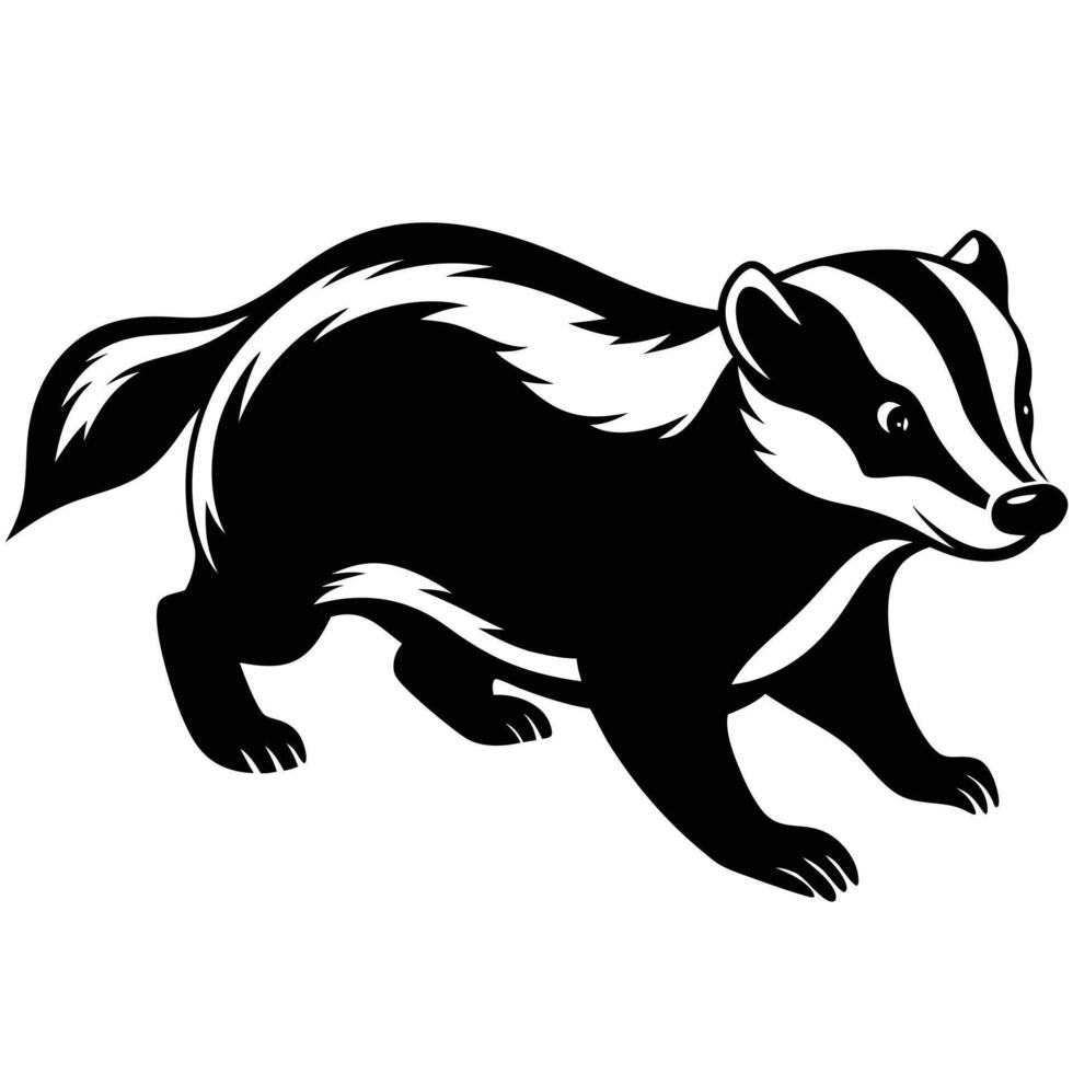 Badger Animal Cartoon Character. Hand Drawn Illustration vector