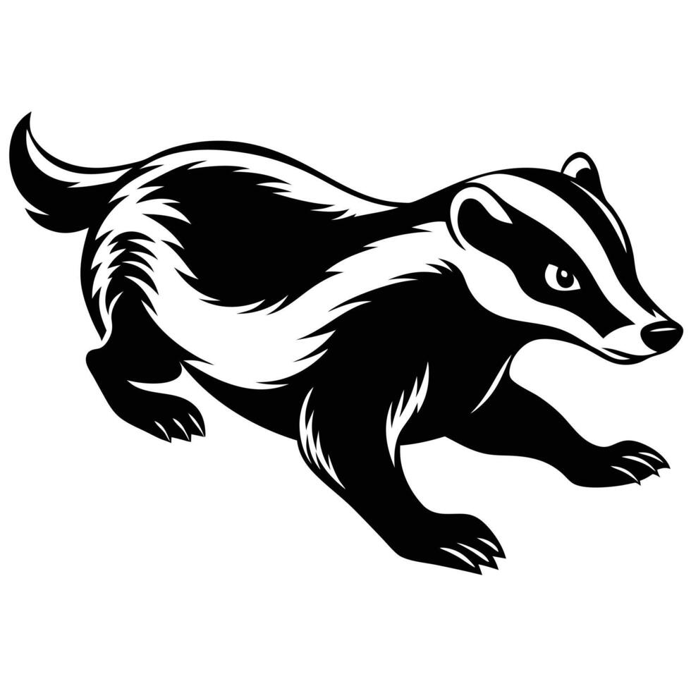 Badger Animal Cartoon Character. Hand Drawn Illustration vector