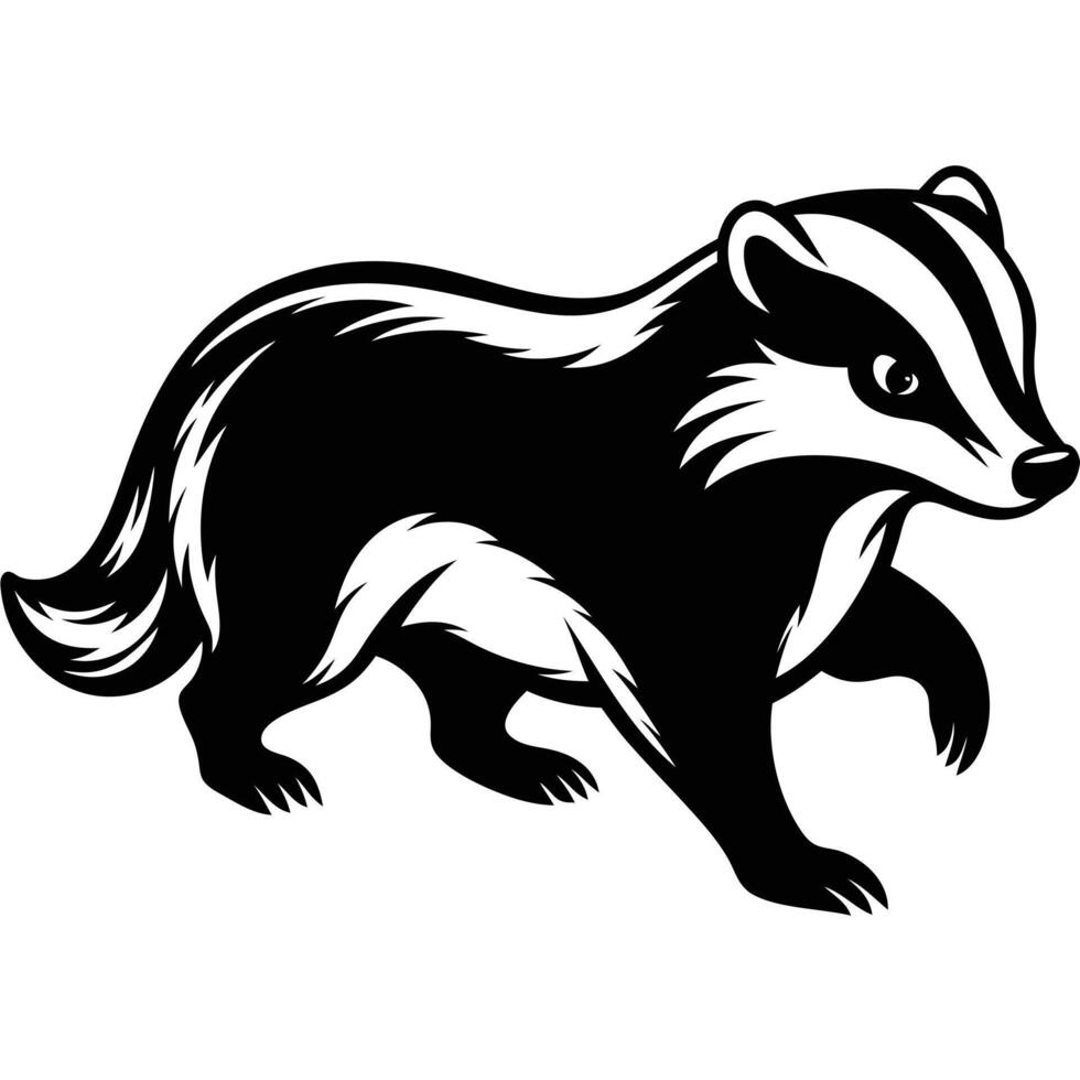 Badger Animal Cartoon Character. Hand Drawn Illustration vector