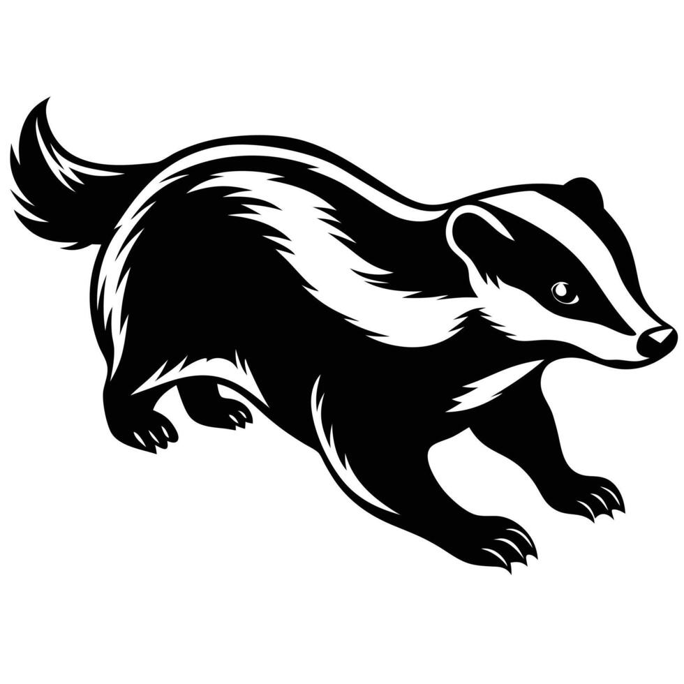 Badger Animal Cartoon Character. Hand Drawn Illustration vector