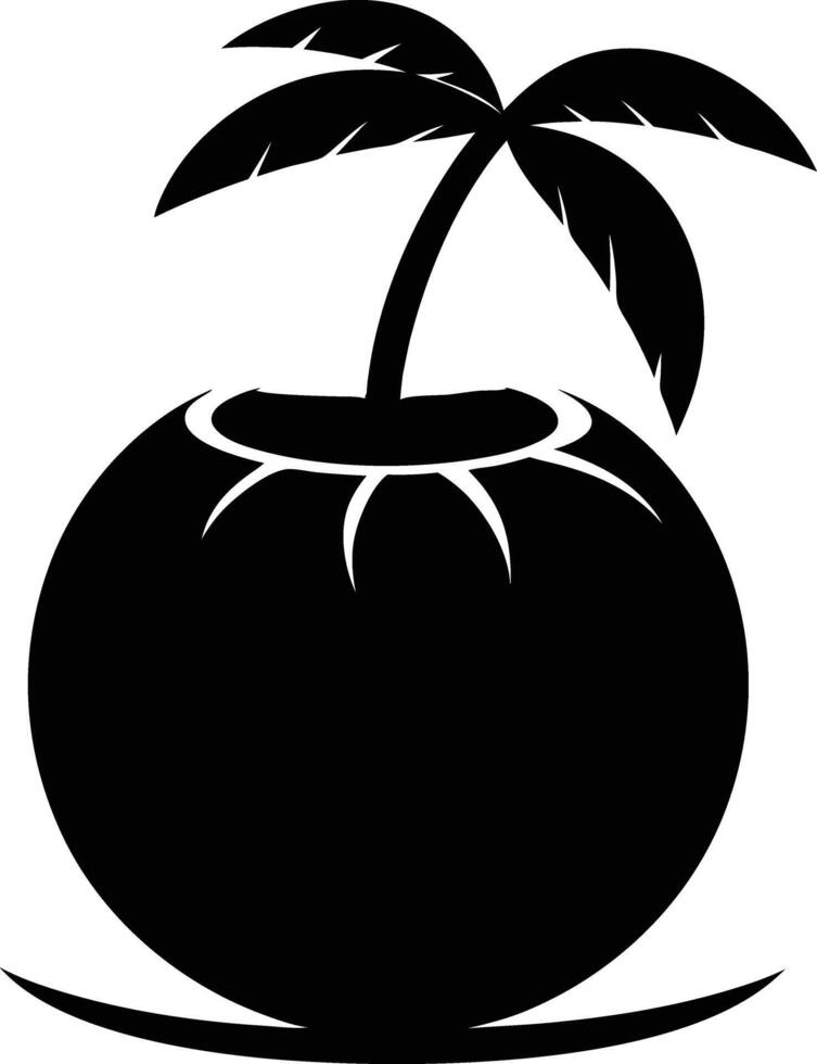 A silhouette of a coconut fruit art illustration vector