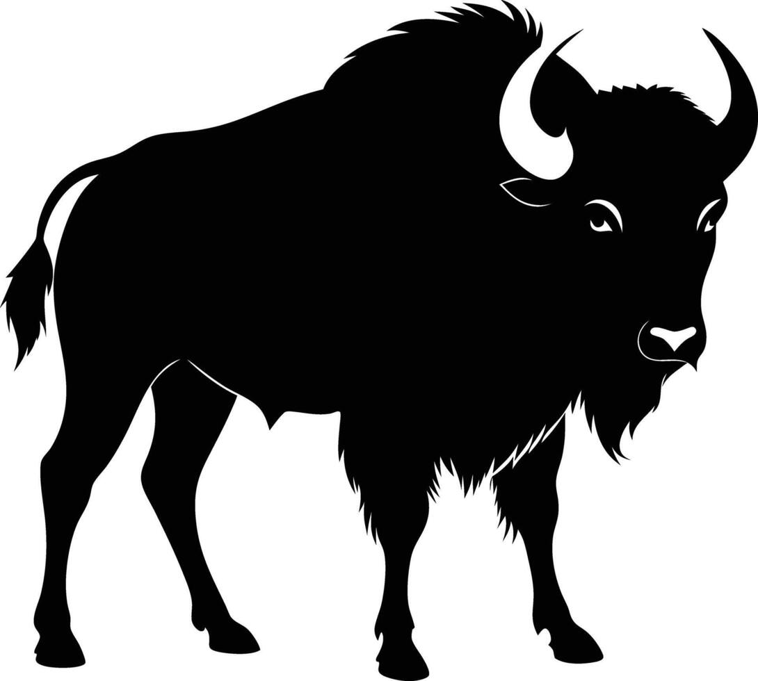 A black and white silhouette of a bison vector