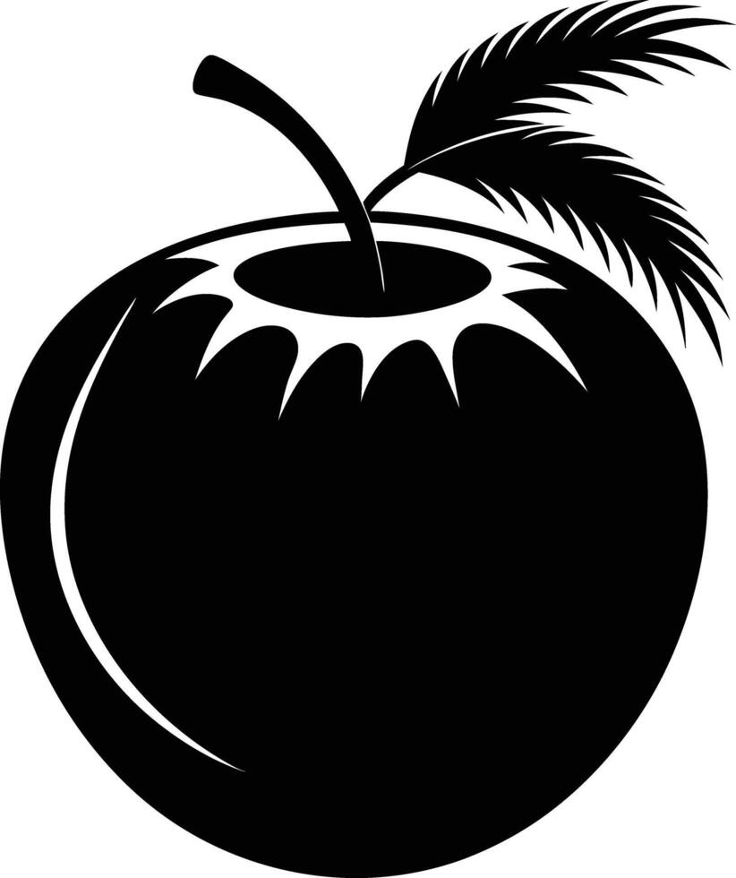 A silhouette of a coconut fruit art illustration vector