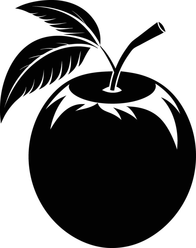 A silhouette of a coconut fruit art illustration vector