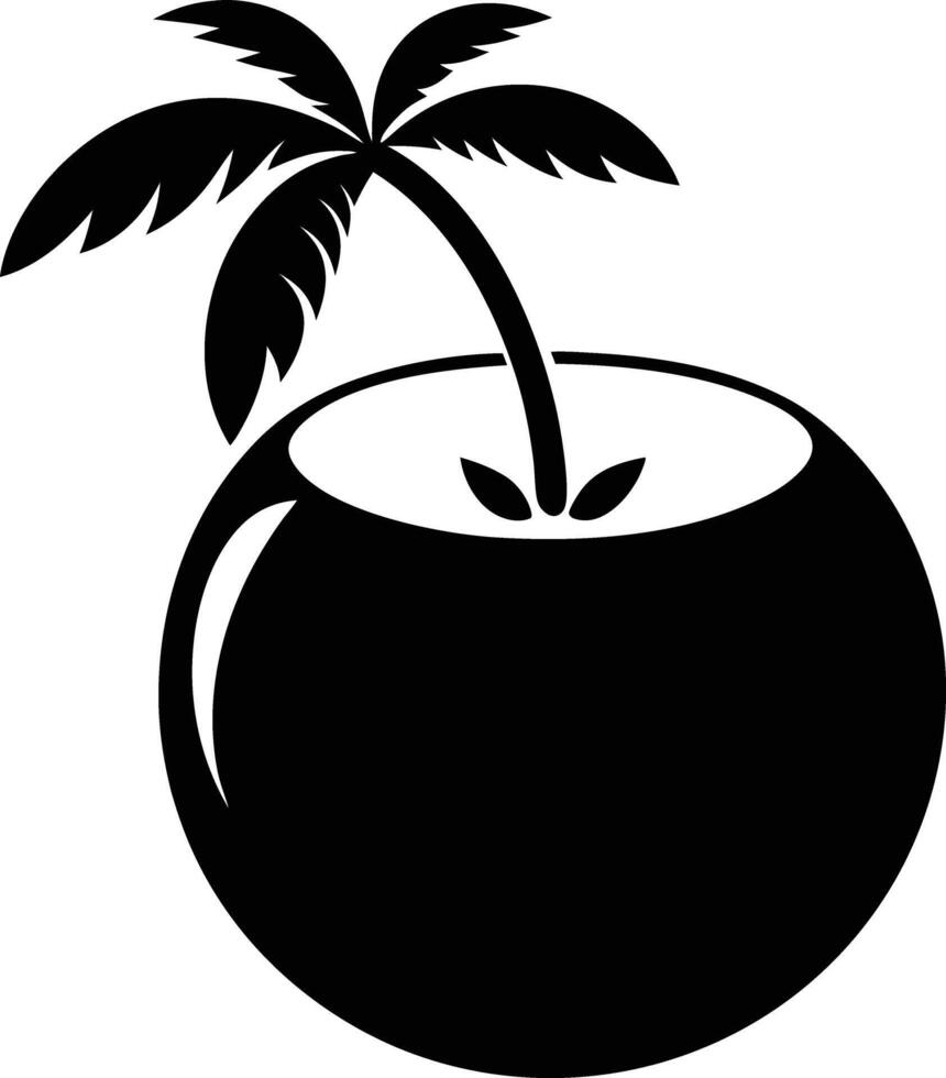 A silhouette of a coconut fruit art illustration vector