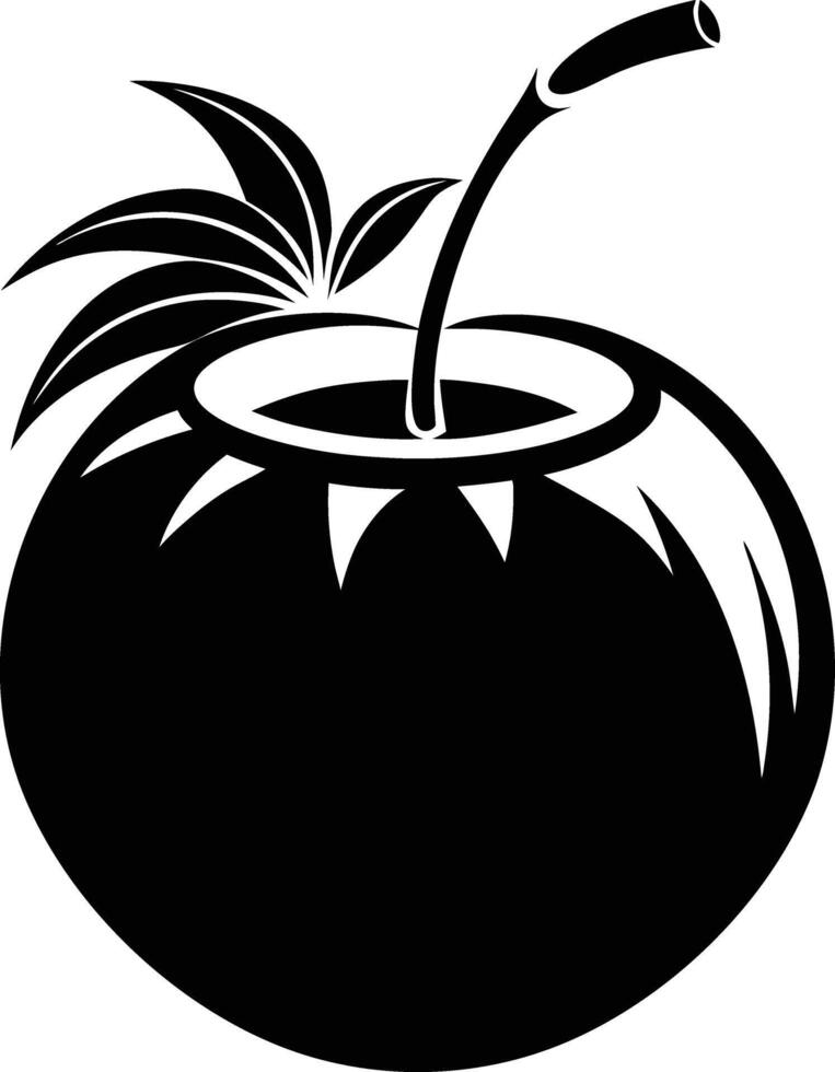 A silhouette of a coconut fruit art illustration vector