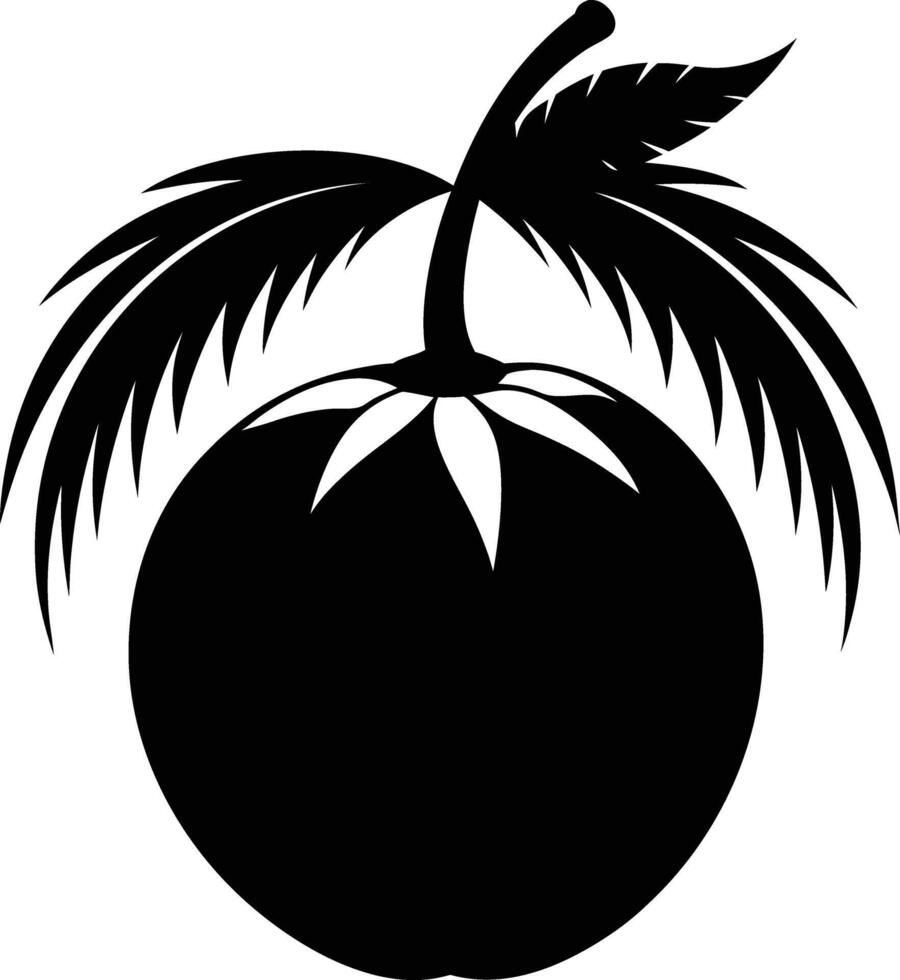 A silhouette of a coconut fruit art illustration vector