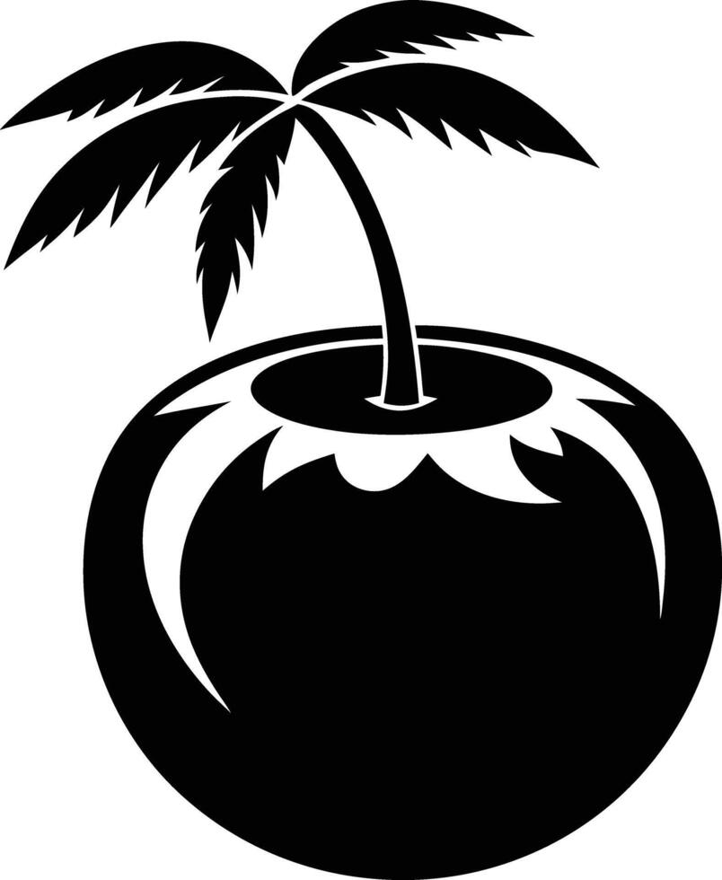 A silhouette of a coconut fruit art illustration vector
