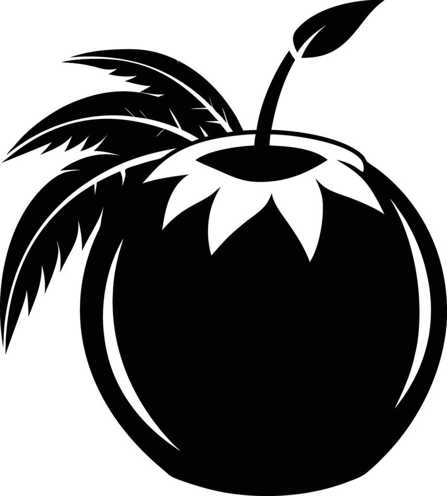 A silhouette of a coconut fruit art illustration vector