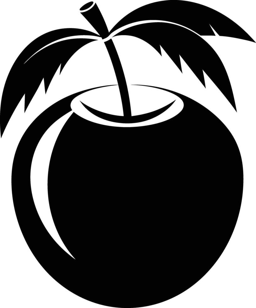 A silhouette of a coconut fruit art illustration vector