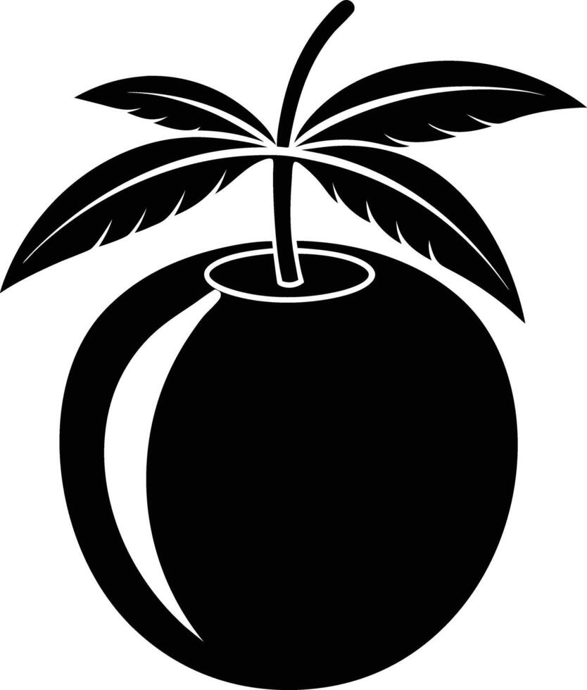 A silhouette of a coconut fruit art illustration vector