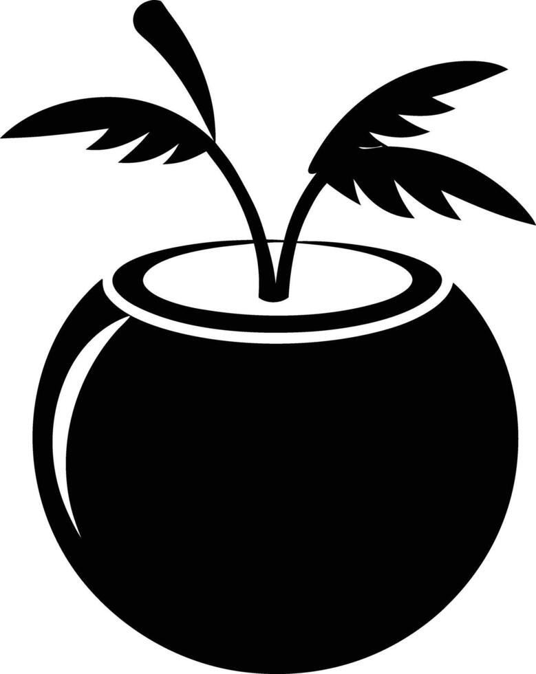 A silhouette of a coconut fruit art illustration vector