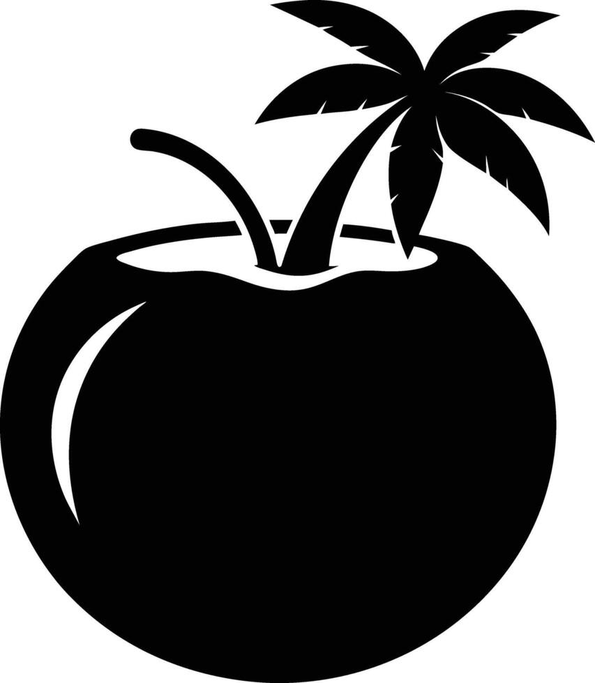 A silhouette of a coconut fruit art illustration vector
