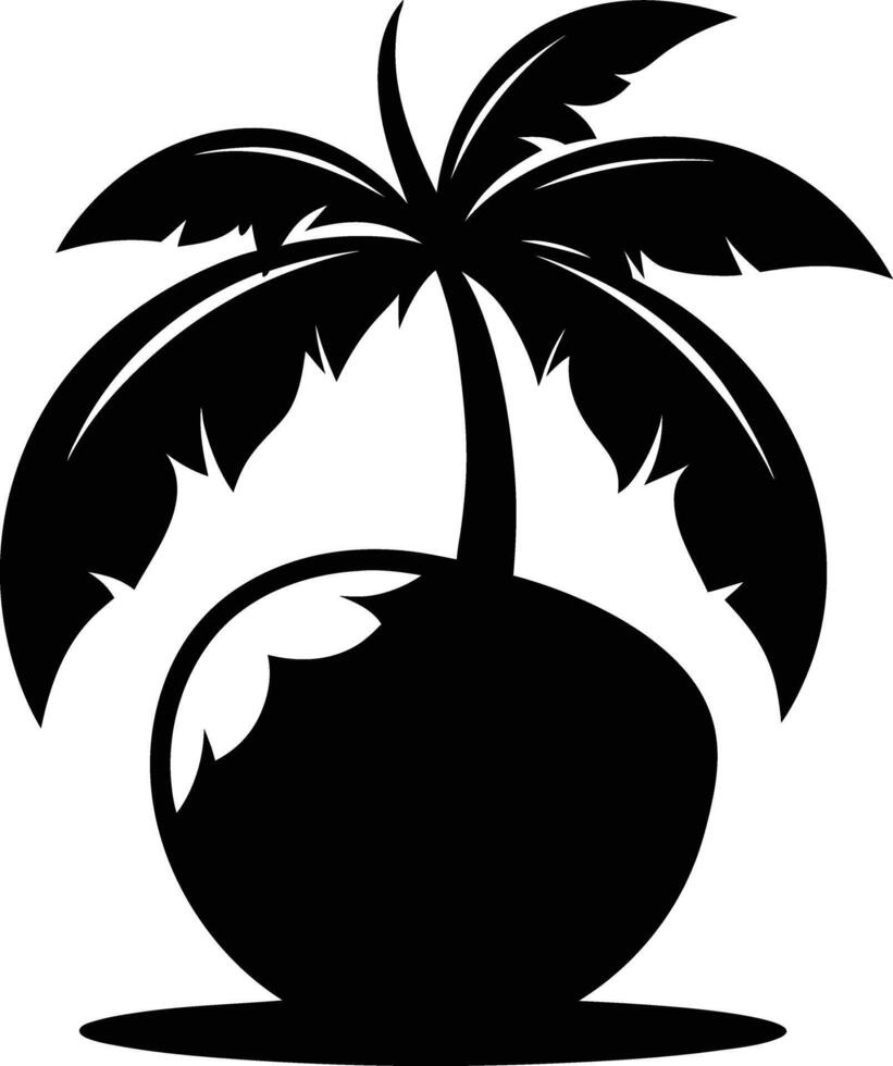 A silhouette of a coconut fruit art illustration vector