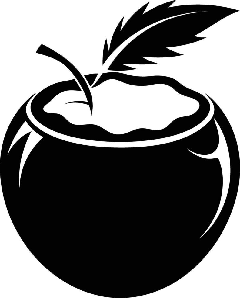 A silhouette of a coconut fruit art illustration vector