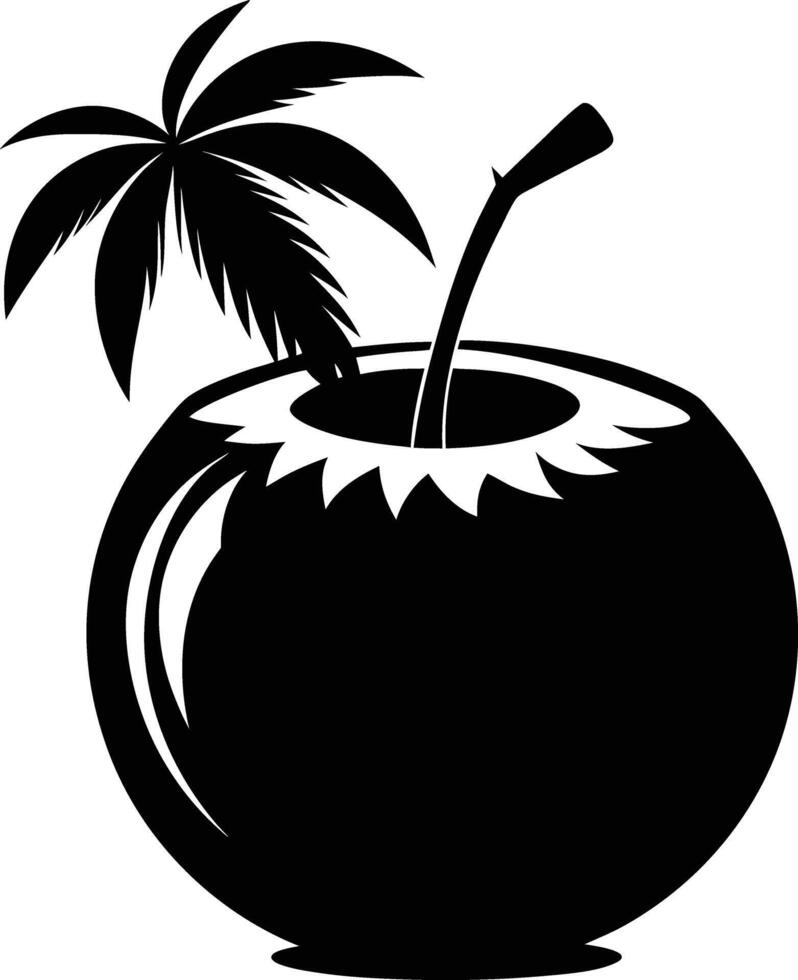 A silhouette of a coconut fruit art illustration vector