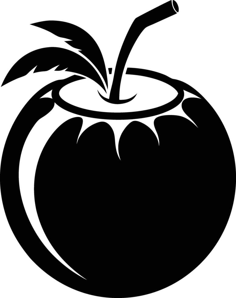 A silhouette of a coconut fruit art illustration vector