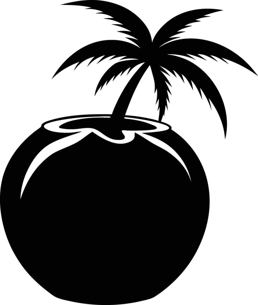 A silhouette of a coconut fruit art illustration vector