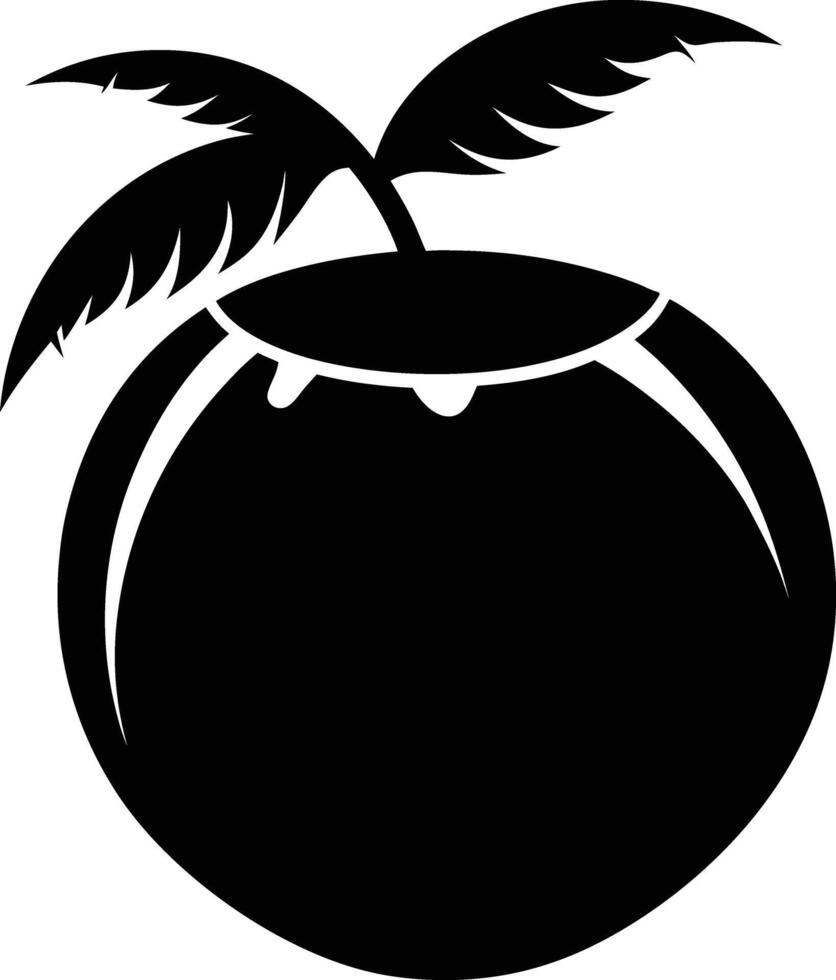 A silhouette of a coconut fruit art illustration vector