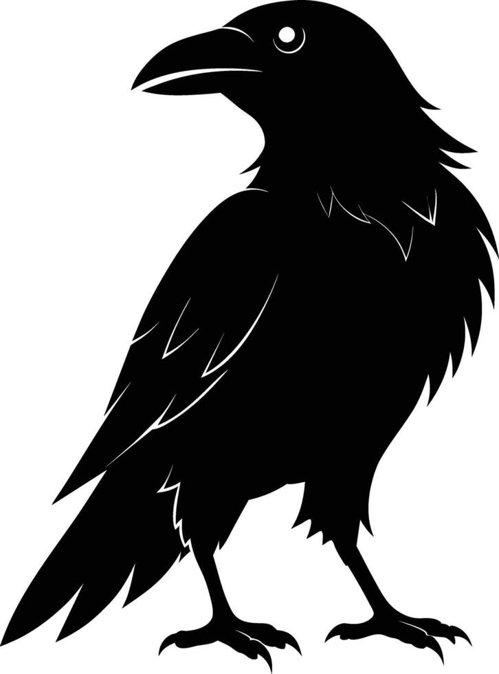 A black raven standing on a white background vector
