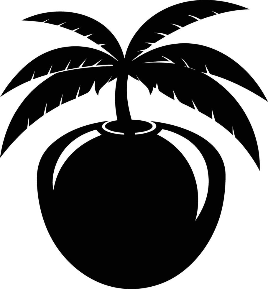 A silhouette of a coconut fruit art illustration vector