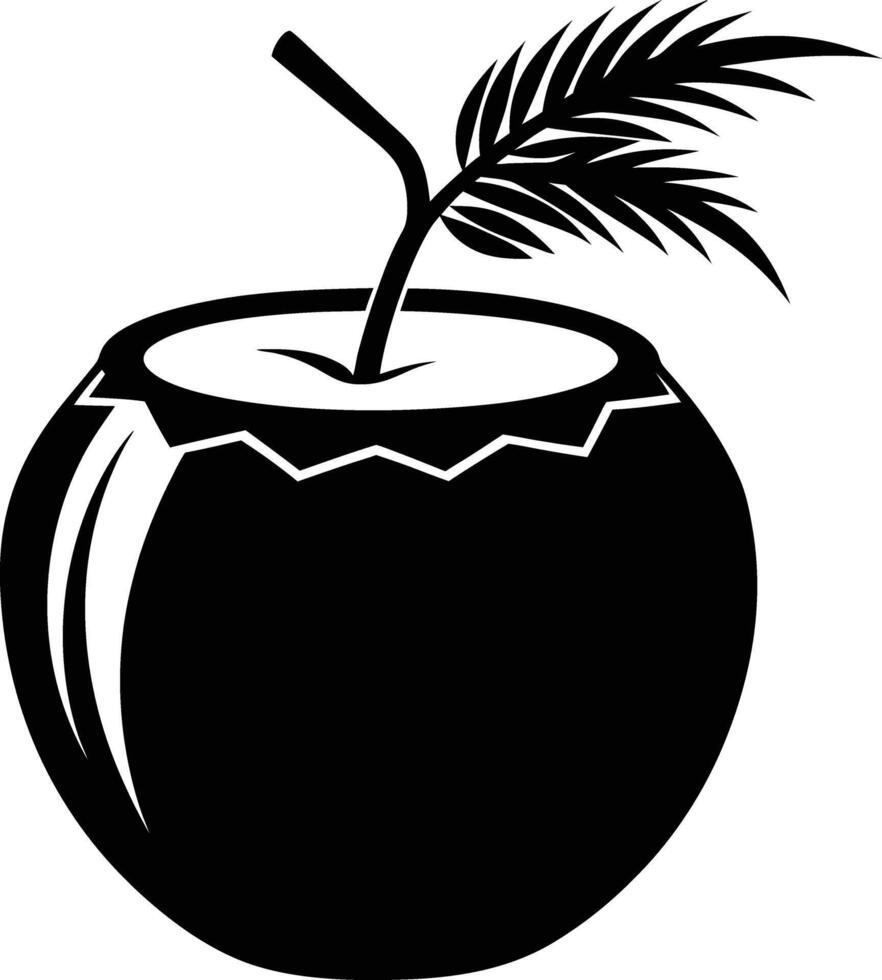 A silhouette of a coconut fruit art illustration vector