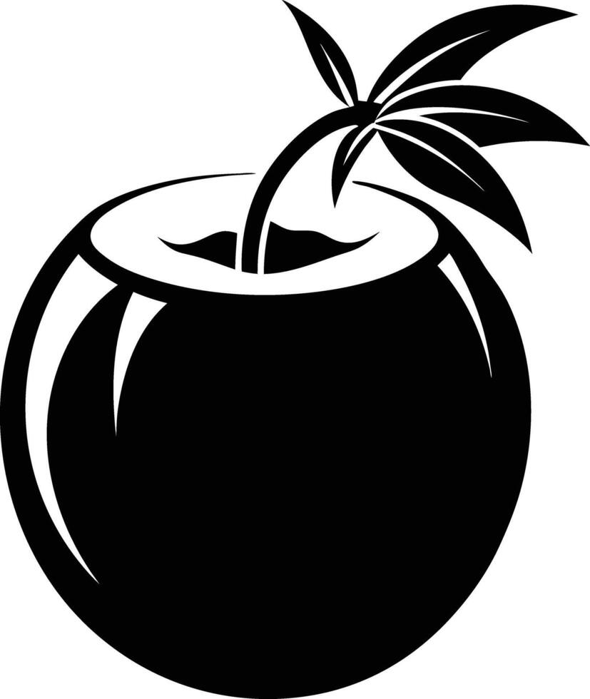 A silhouette of a coconut fruit art illustration vector