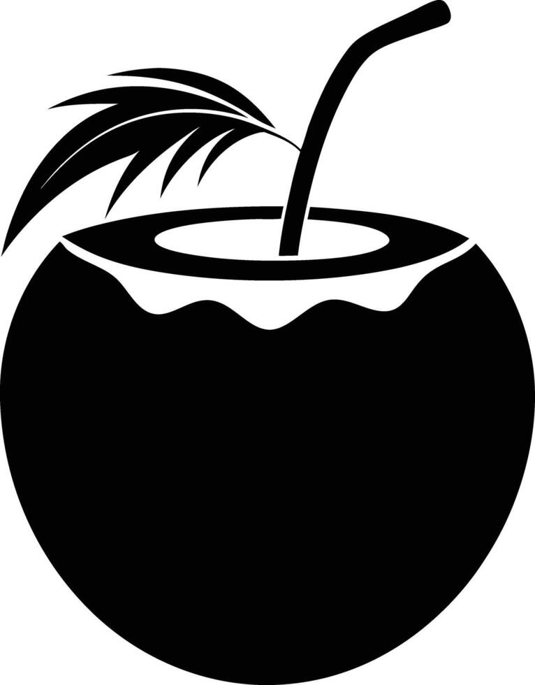 A silhouette of a coconut fruit art illustration vector