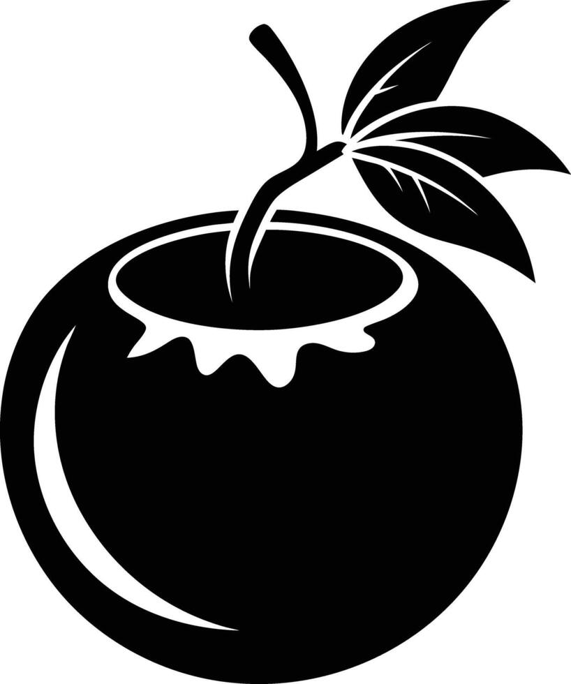 A silhouette of a coconut fruit art illustration vector