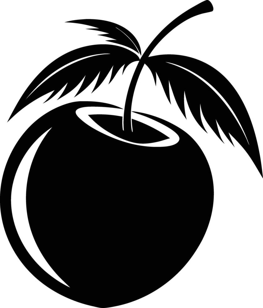 A silhouette of a coconut fruit art illustration vector
