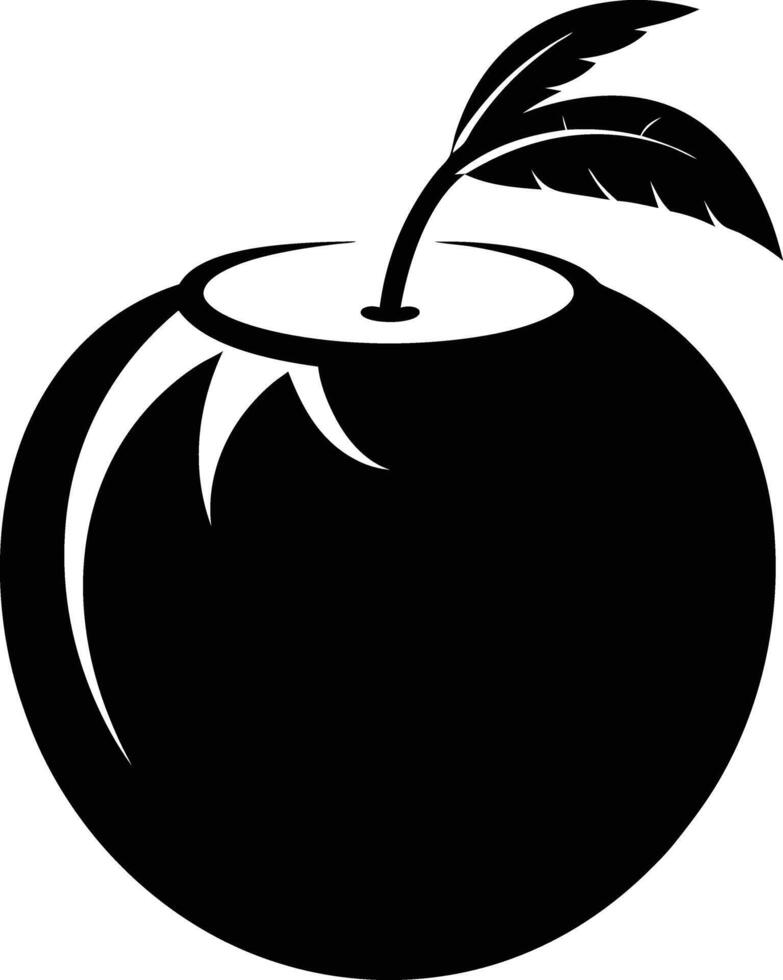 A silhouette of a coconut fruit art illustration vector