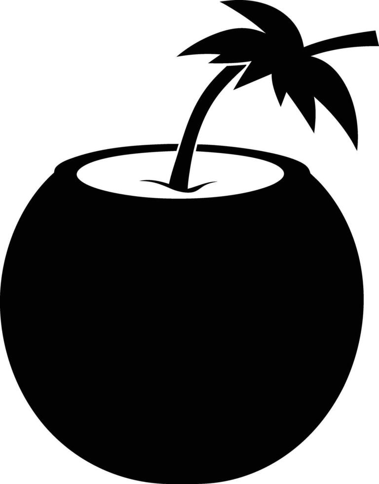 A silhouette of a coconut fruit art illustration vector