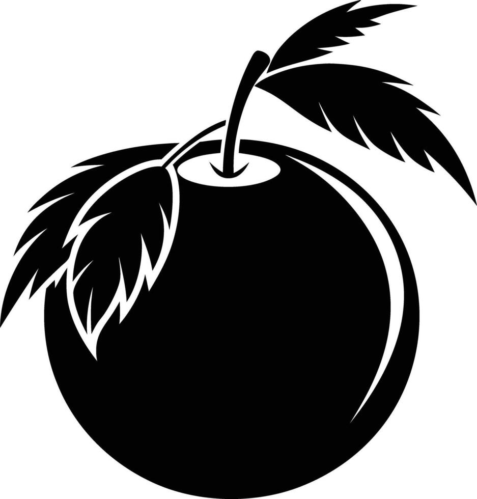 A silhouette of a coconut fruit art illustration vector