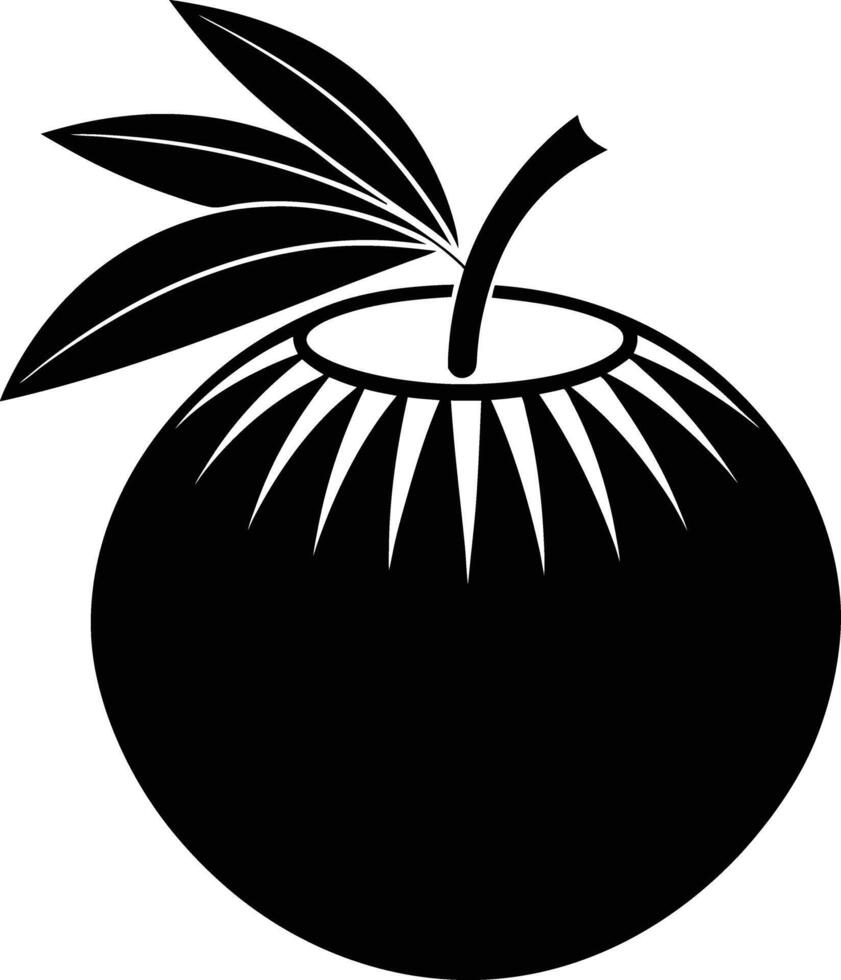 A silhouette of a coconut fruit art illustration vector
