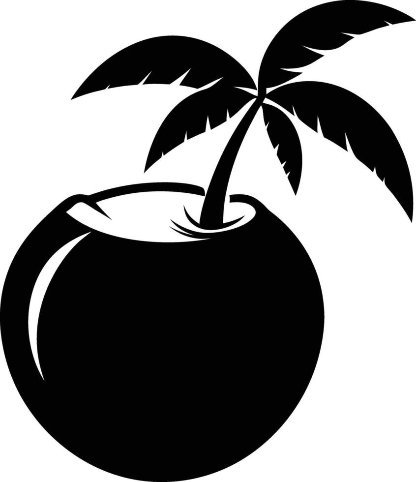 A silhouette of a coconut fruit art illustration vector