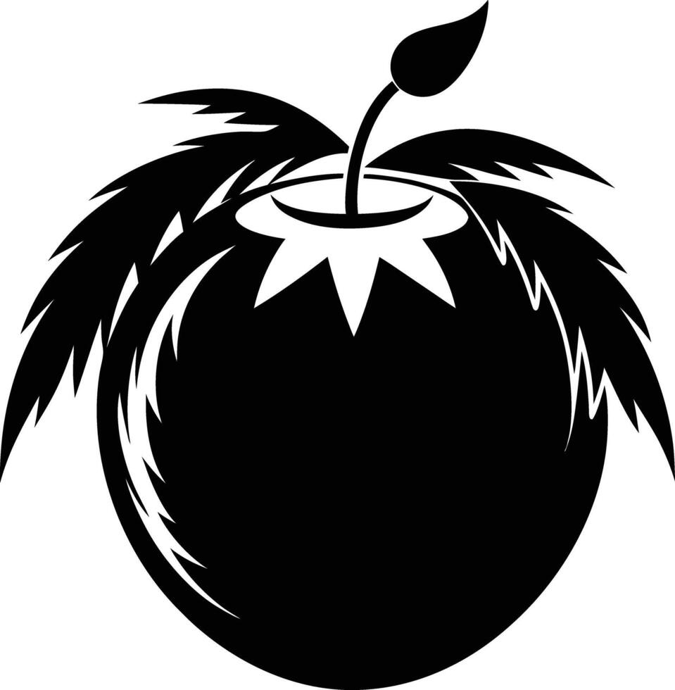 A silhouette of a coconut fruit art illustration vector